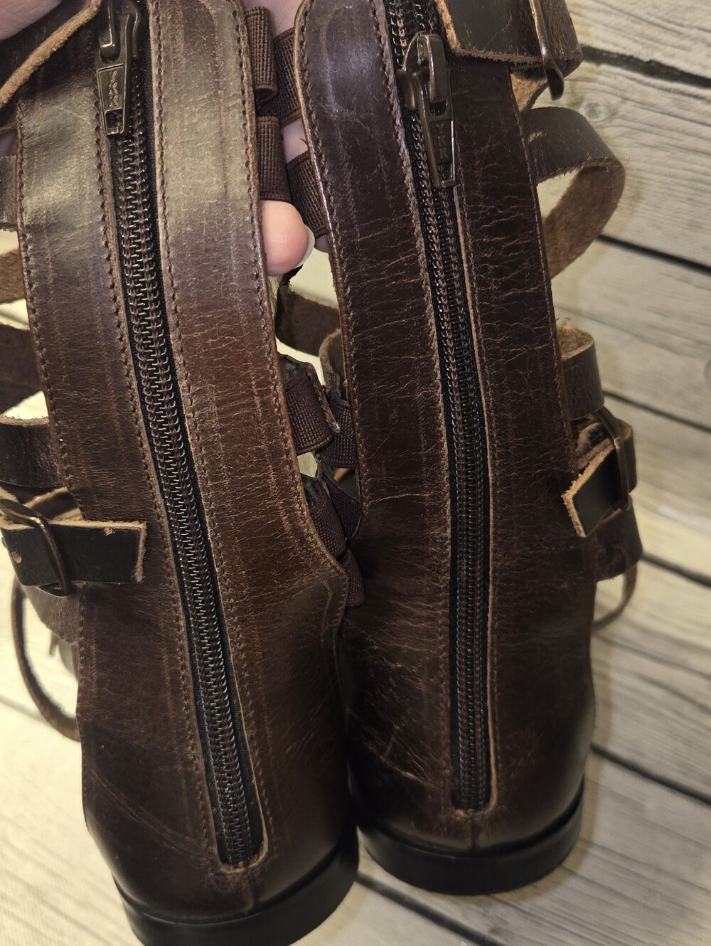 Free People Vanadia Gladiator Sandals Distressed Brown Leather Size 9 - Picture 11 of 11